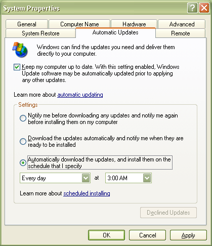 Windows Auto update prompt