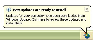 New updates are ready to install bubble